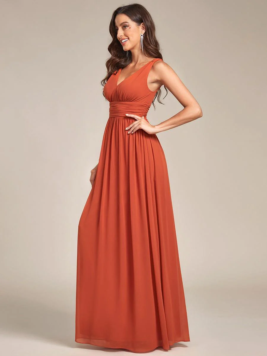 ever HUSH|V Neck Sleeveless Pleated Chiffon Evening Dress - Image 68