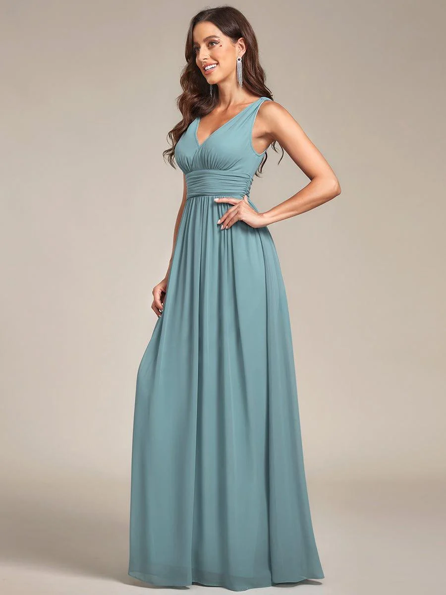 ever HUSH|V Neck Sleeveless Pleated Chiffon Evening Dress - Image 94