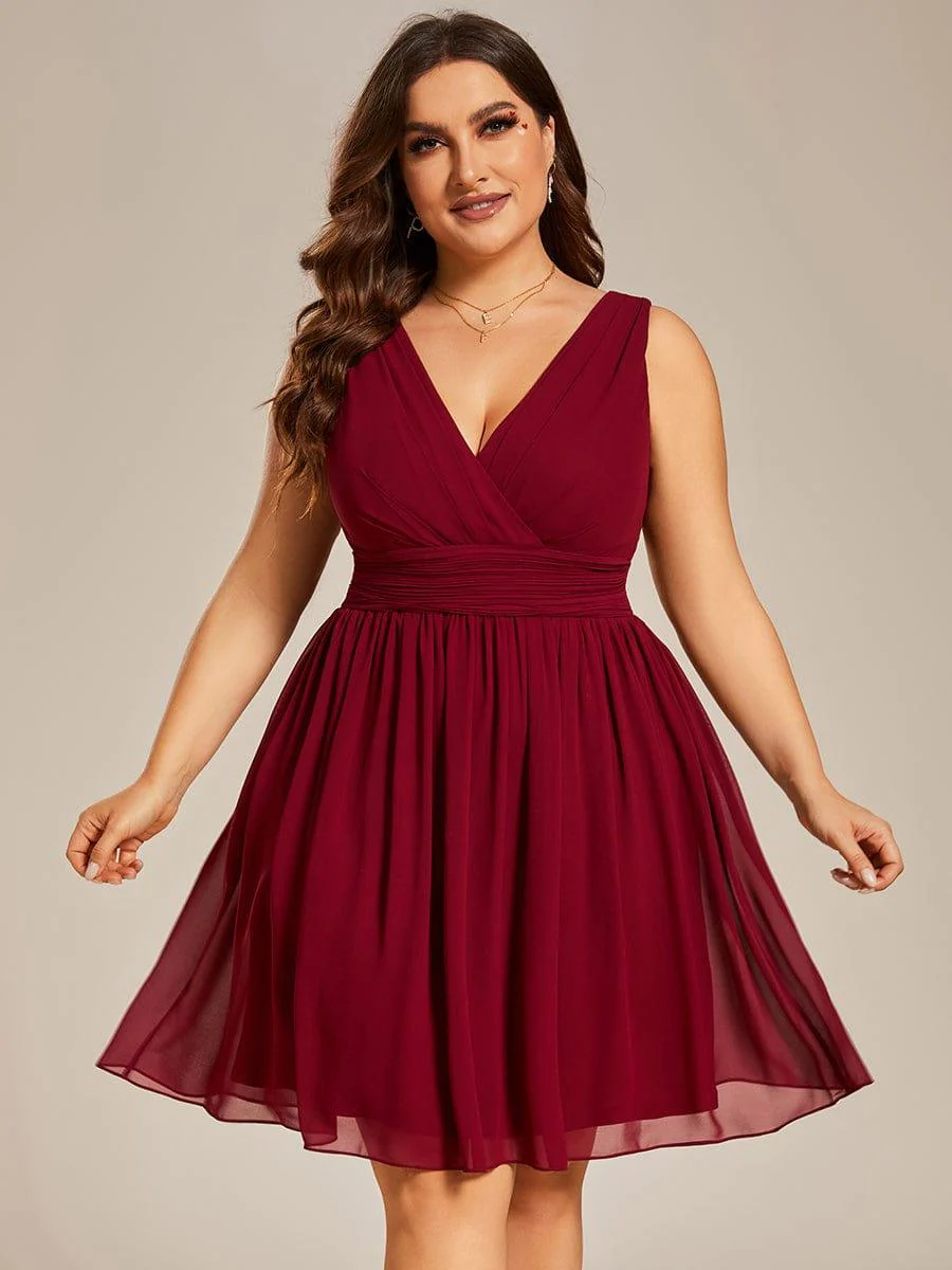 Knee-Length Chiffon Bridesmaid Dresses for Women with V-Neck - Image 14