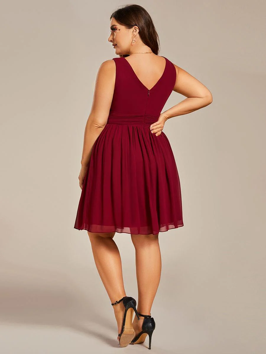 Knee-Length Chiffon Bridesmaid Dresses for Women with V-Neck - Image 15