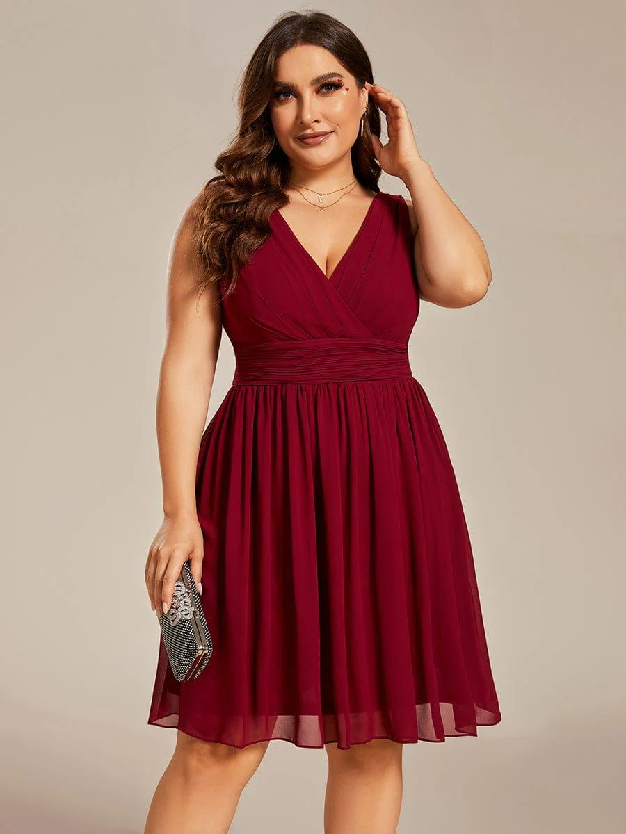 Knee-Length Chiffon Bridesmaid Dresses for Women with V-Neck - Image 17