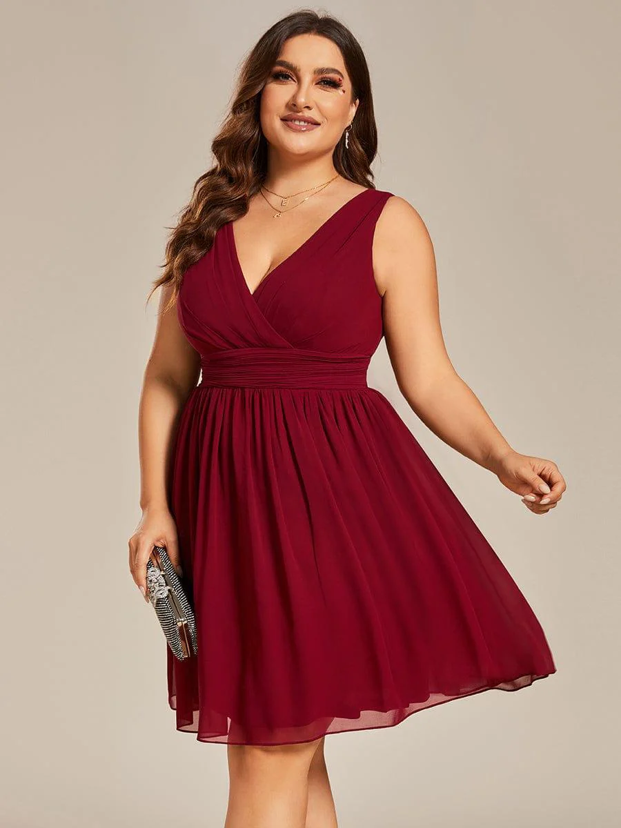 Knee-Length Chiffon Bridesmaid Dresses for Women with V-Neck - Image 18