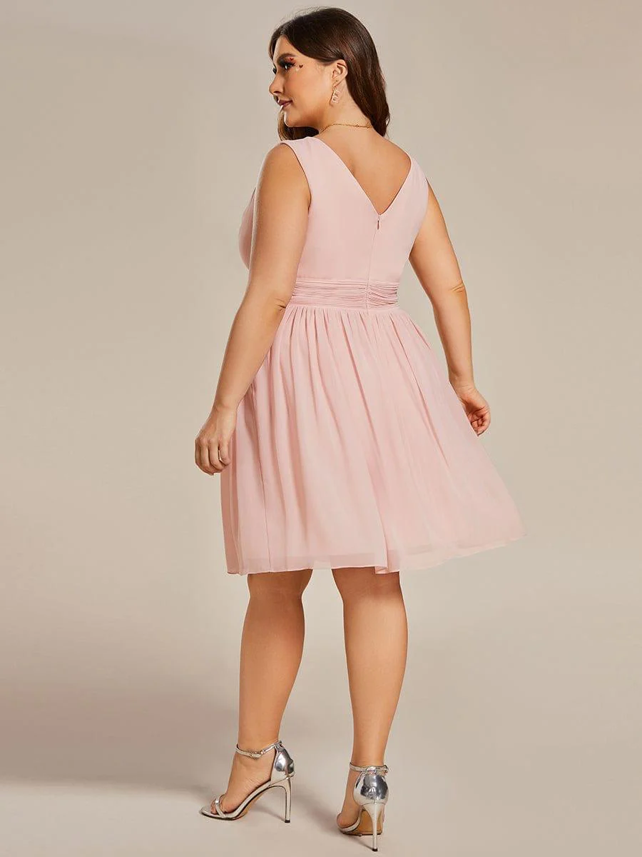 Knee-Length Chiffon Bridesmaid Dresses for Women with V-Neck - Image 7