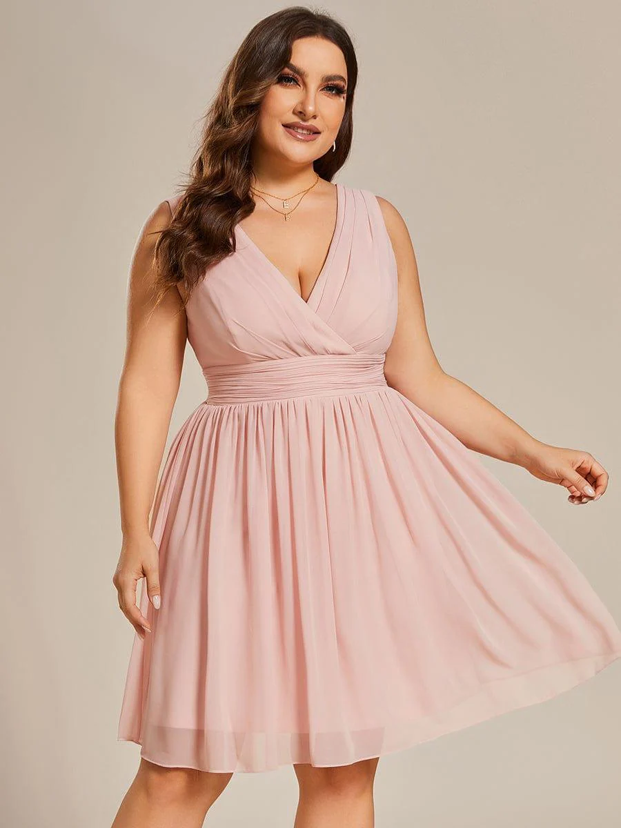 Knee-Length Chiffon Bridesmaid Dresses for Women with V-Neck - Image 9