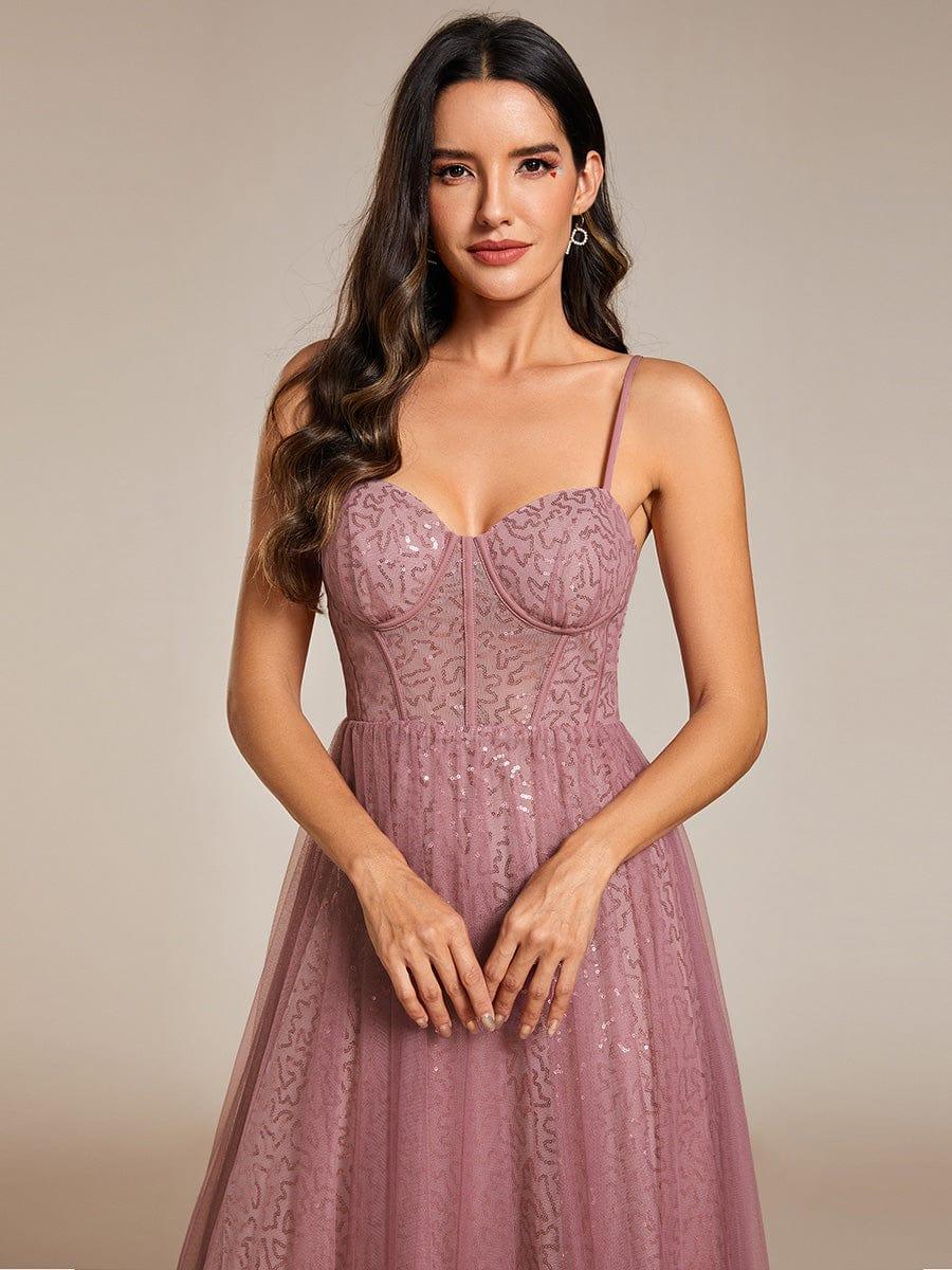 Spaghetti Straps Corset Sequin A-Line Prom Dress - Image 10