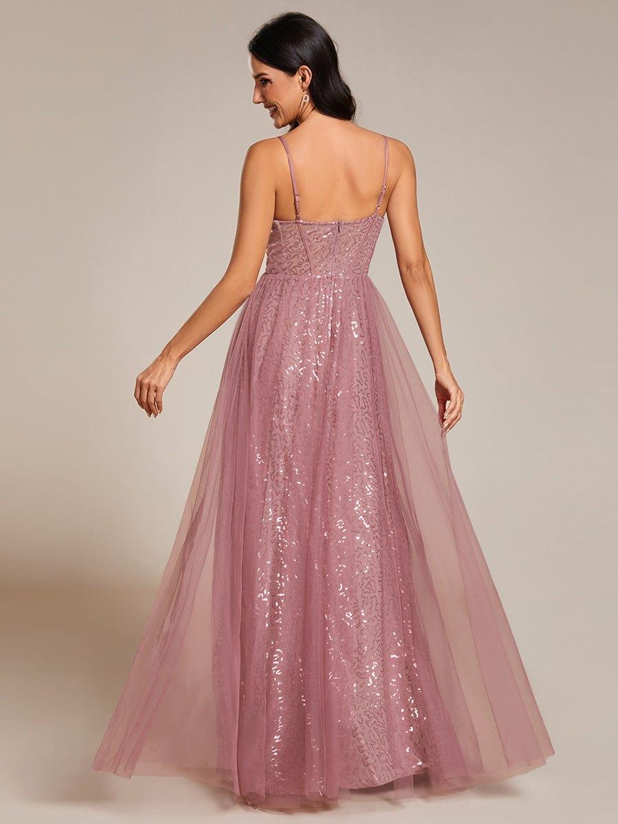 Spaghetti Straps Corset Sequin A-Line Prom Dress - Image 9
