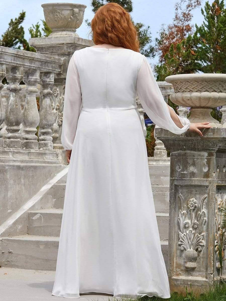 pretty AMOUR | Plus Size Chiffon Evening Dress with Lantern Sleeves - Image 15