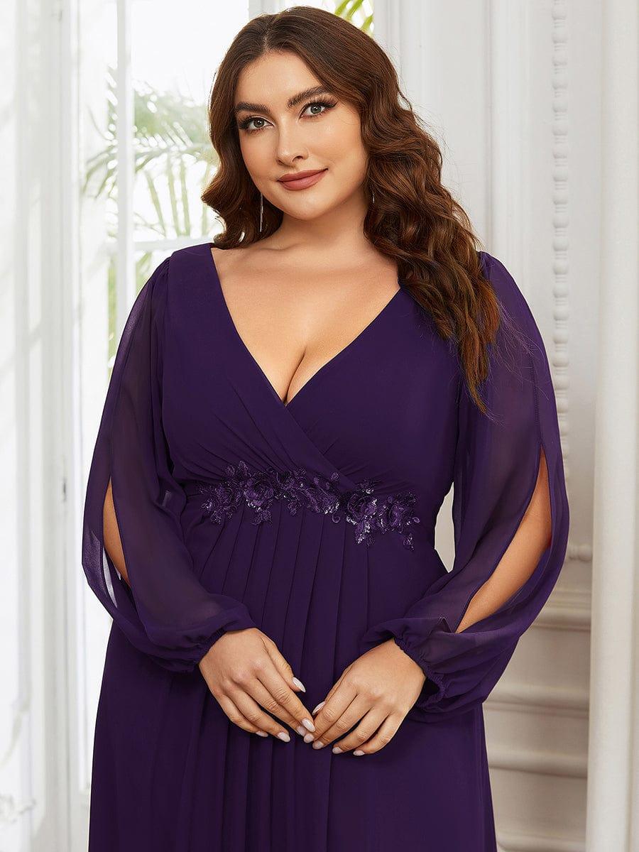 pretty AMOUR | Plus Size Chiffon Evening Dress with Lantern Sleeves - Image 36
