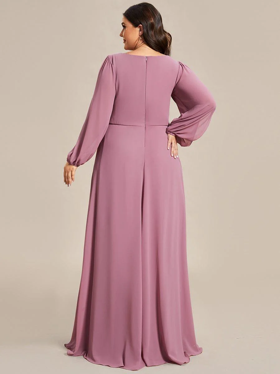 pretty AMOUR | Plus Size Chiffon Evening Dress with Lantern Sleeves - Image 38