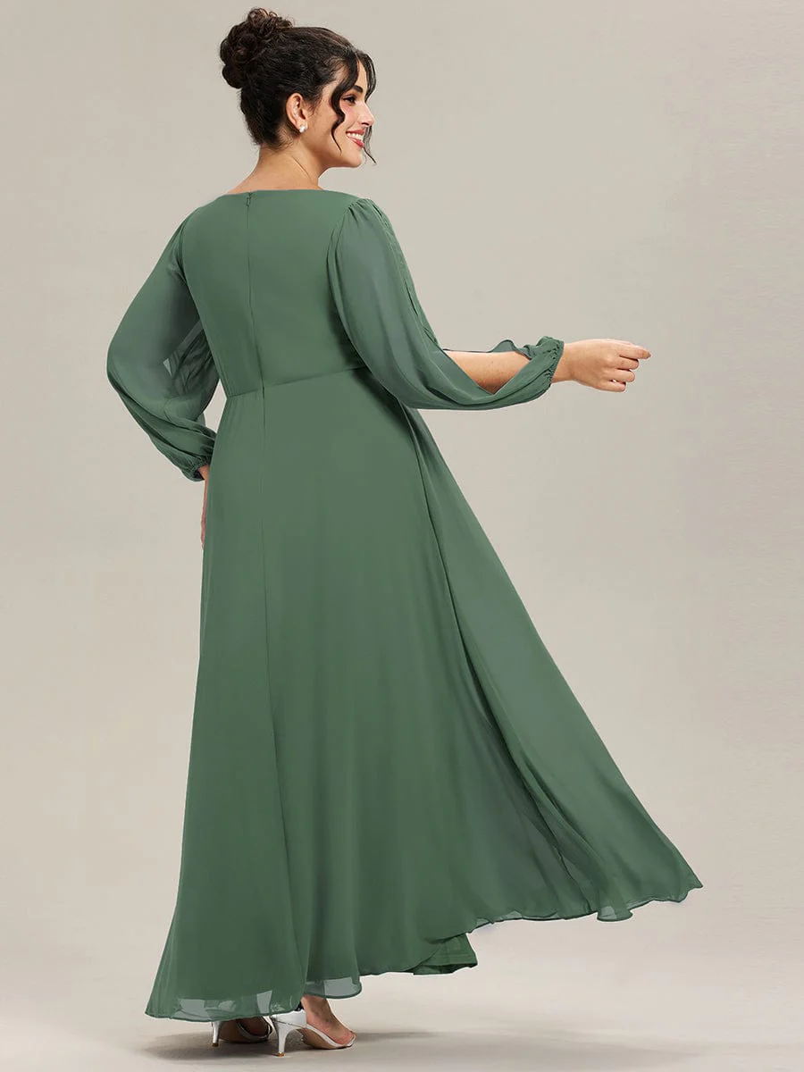 pretty AMOUR | Plus Size Chiffon Evening Dress with Lantern Sleeves - Image 69