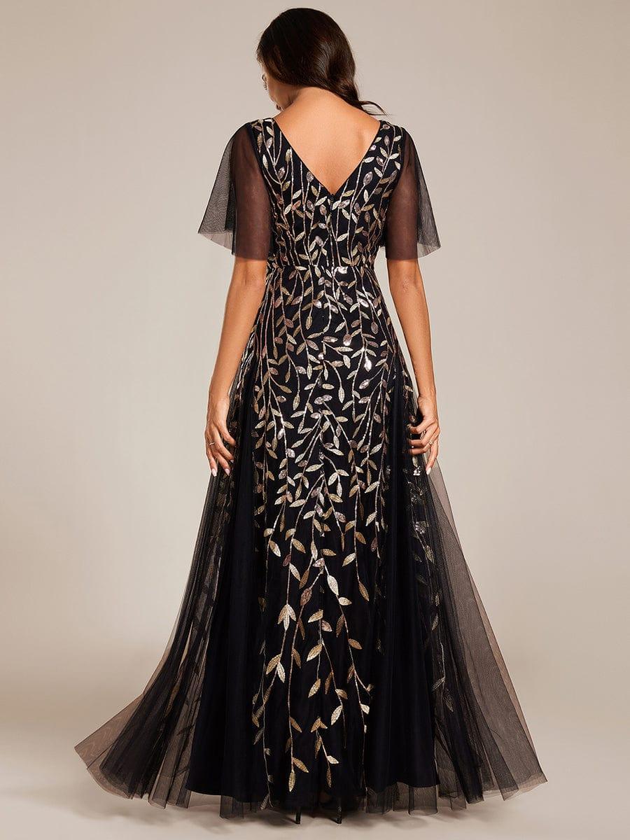 ever ASTRAL|Romantic Shimmery V Neck Ruffle Sleeves Maxi Long Evening Gowns - Image 155