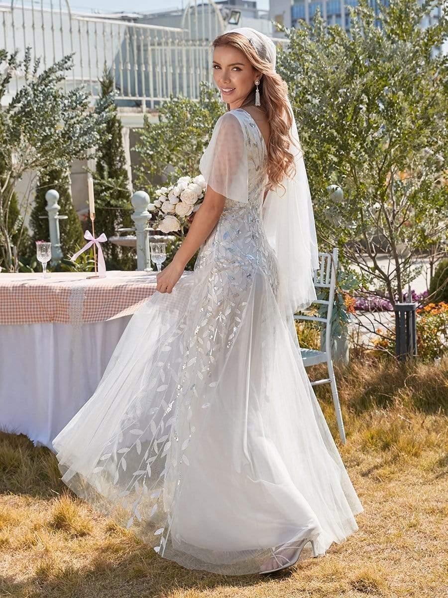 ever ASTRAL|Romantic Shimmery V Neck Ruffle Sleeves Maxi Long Evening Gowns - Image 38