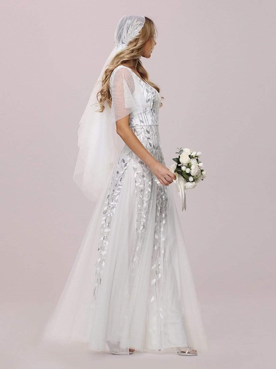 ever ASTRAL|Romantic Shimmery V Neck Ruffle Sleeves Maxi Long Evening Gowns - Image 41