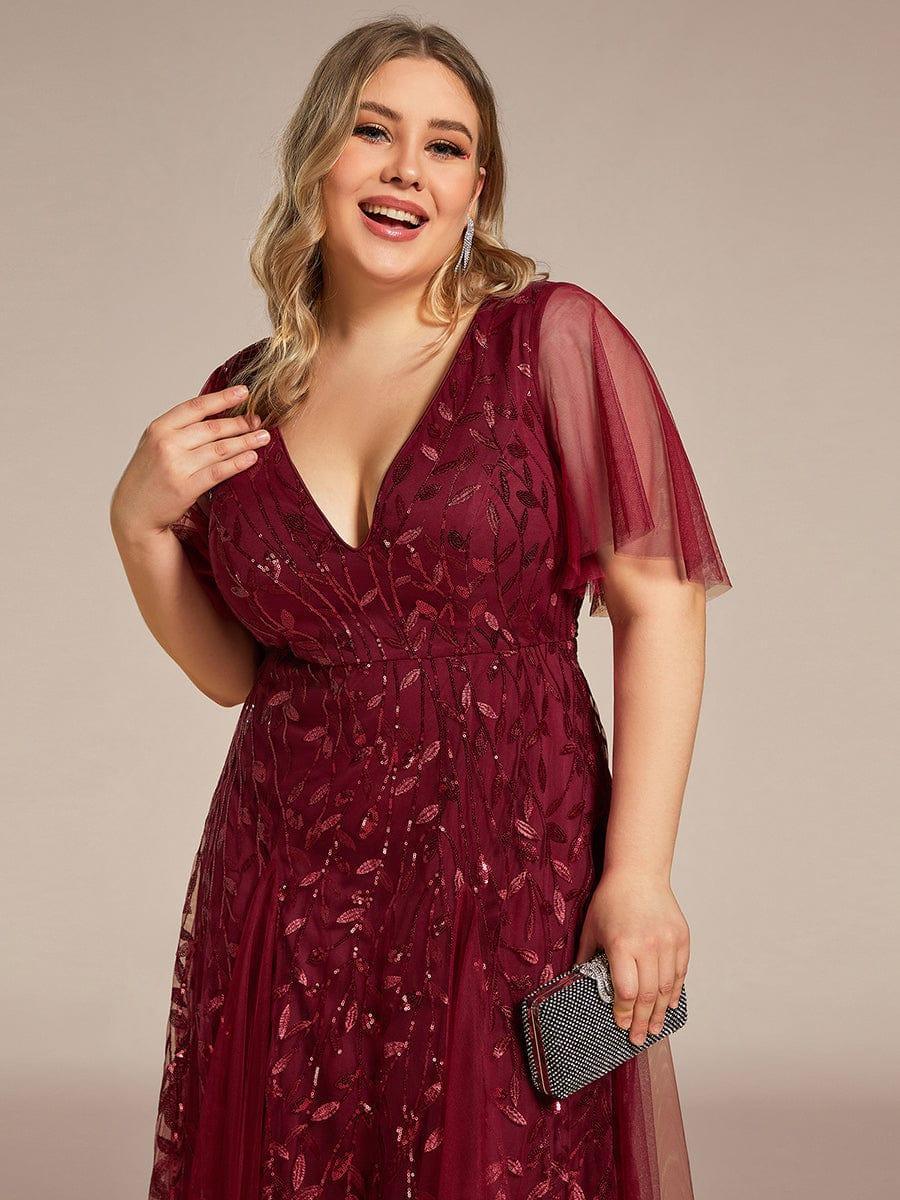 ever ASTRAL|Romantic Shimmery V Neck Ruffle Sleeves Maxi Long Evening Gowns - Image 52