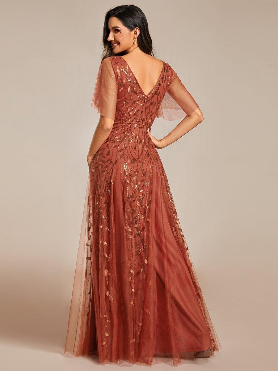 ever ASTRAL|Romantic Shimmery V Neck Ruffle Sleeves Maxi Long Evening Gowns - Image 76