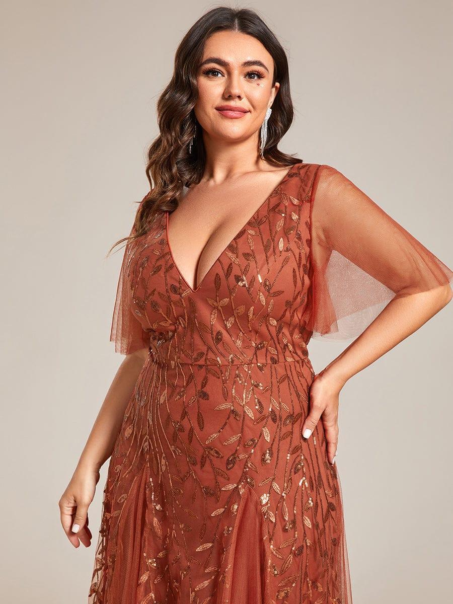 ever ASTRAL|Romantic Shimmery V Neck Ruffle Sleeves Maxi Long Evening Gowns - Image 82