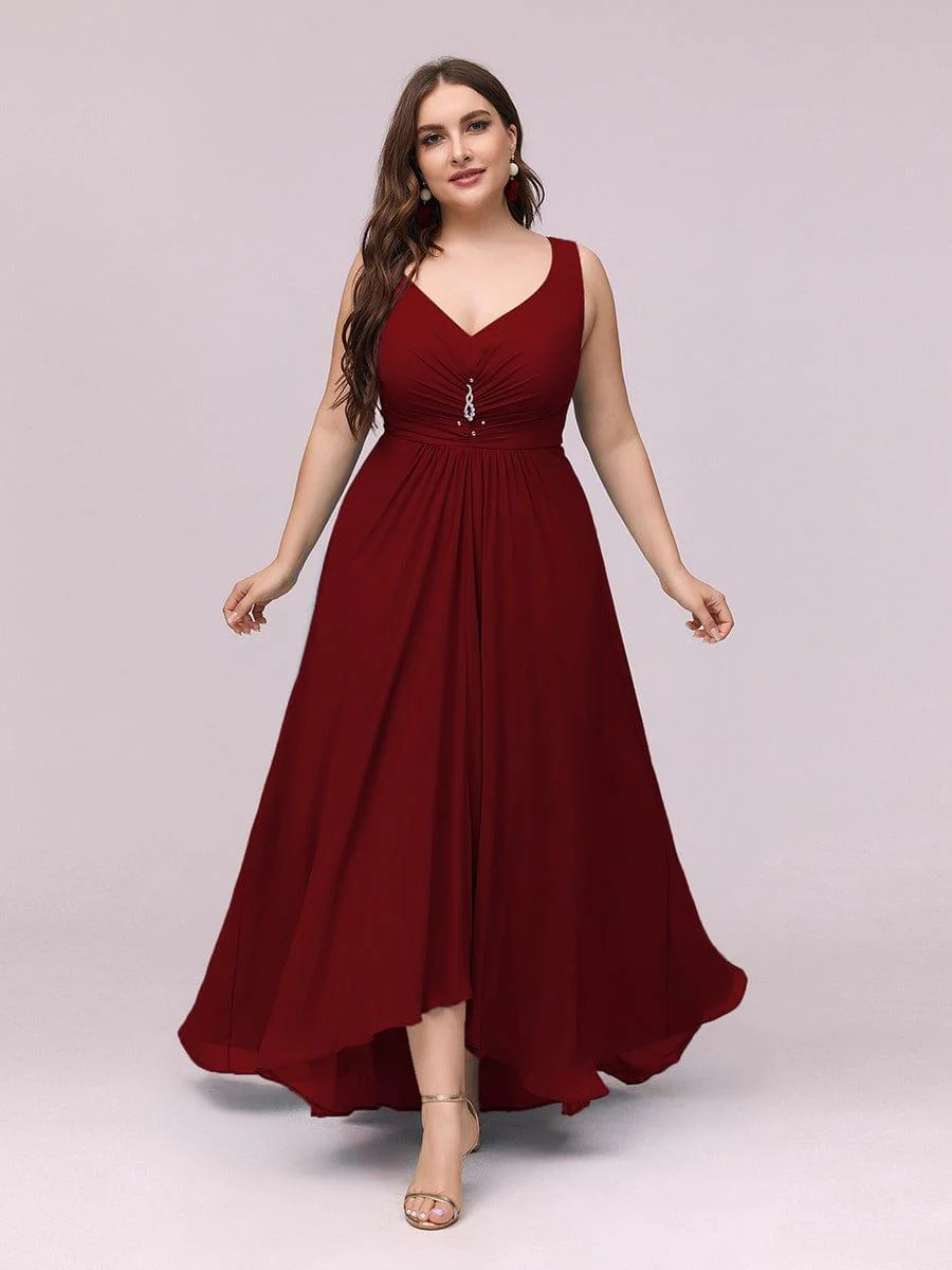 V-Neck High-Low Chiffon Evening Dress(Final Sale) - Image 13