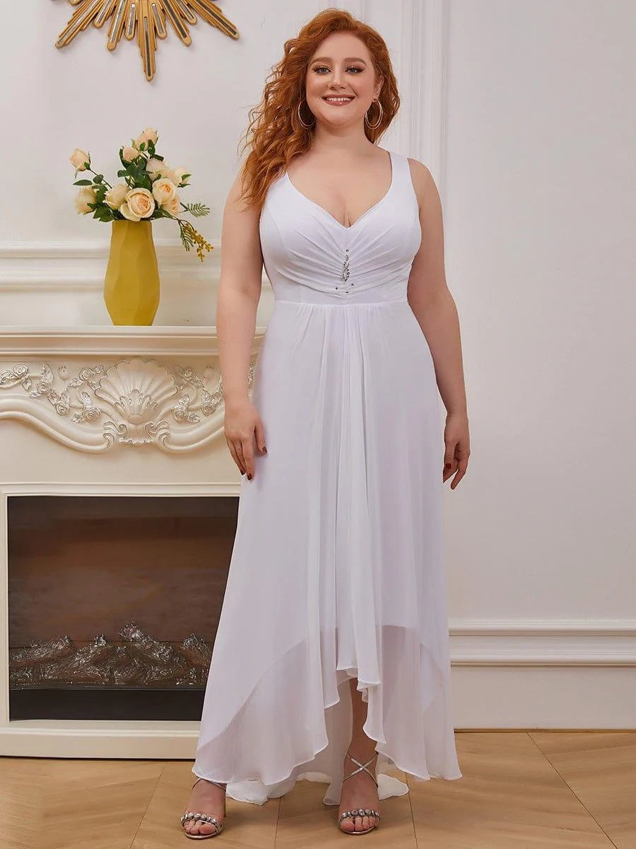V-Neck High-Low Chiffon Evening Dress(Final Sale) - Image 17