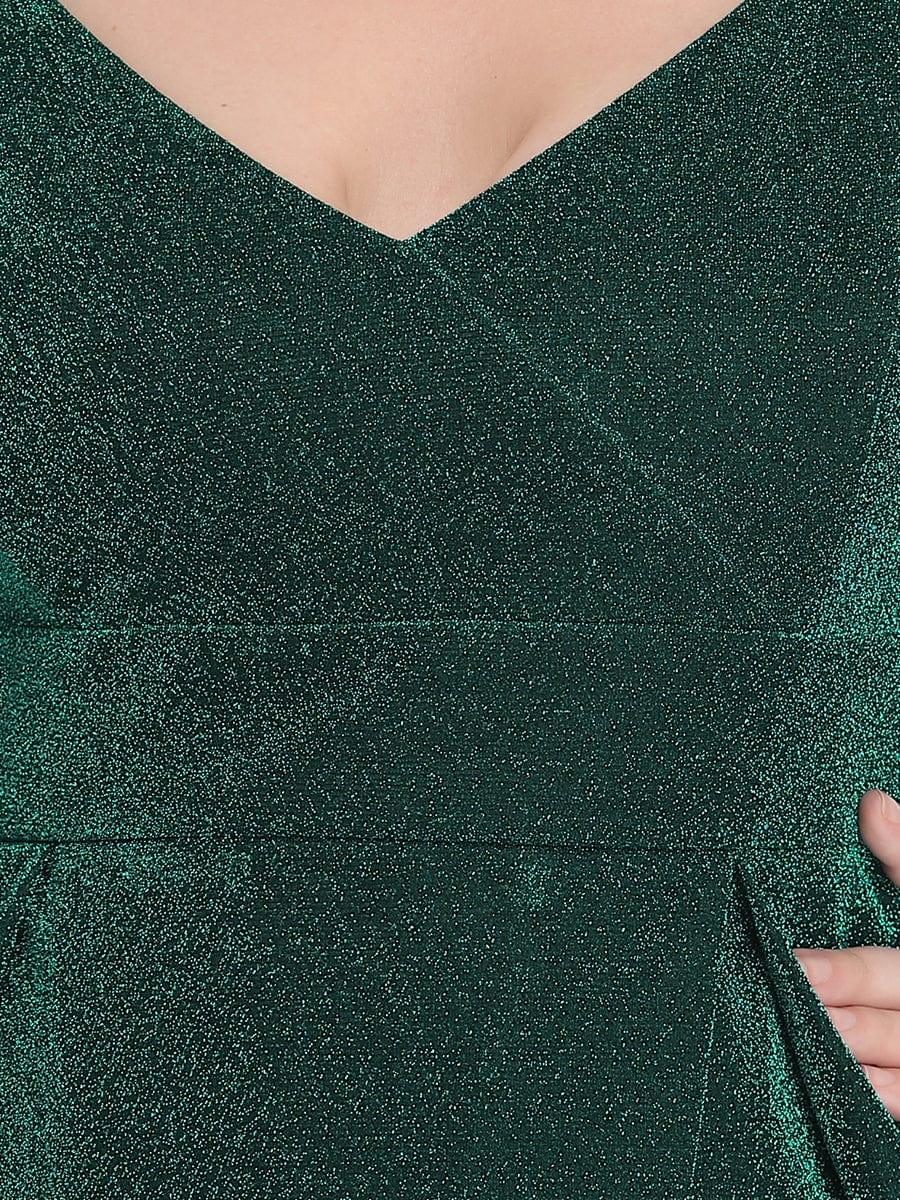 Vintage V-neck Spaghetti Straps Glitter Maxi Evening Dress(Final Sale) - Image 17