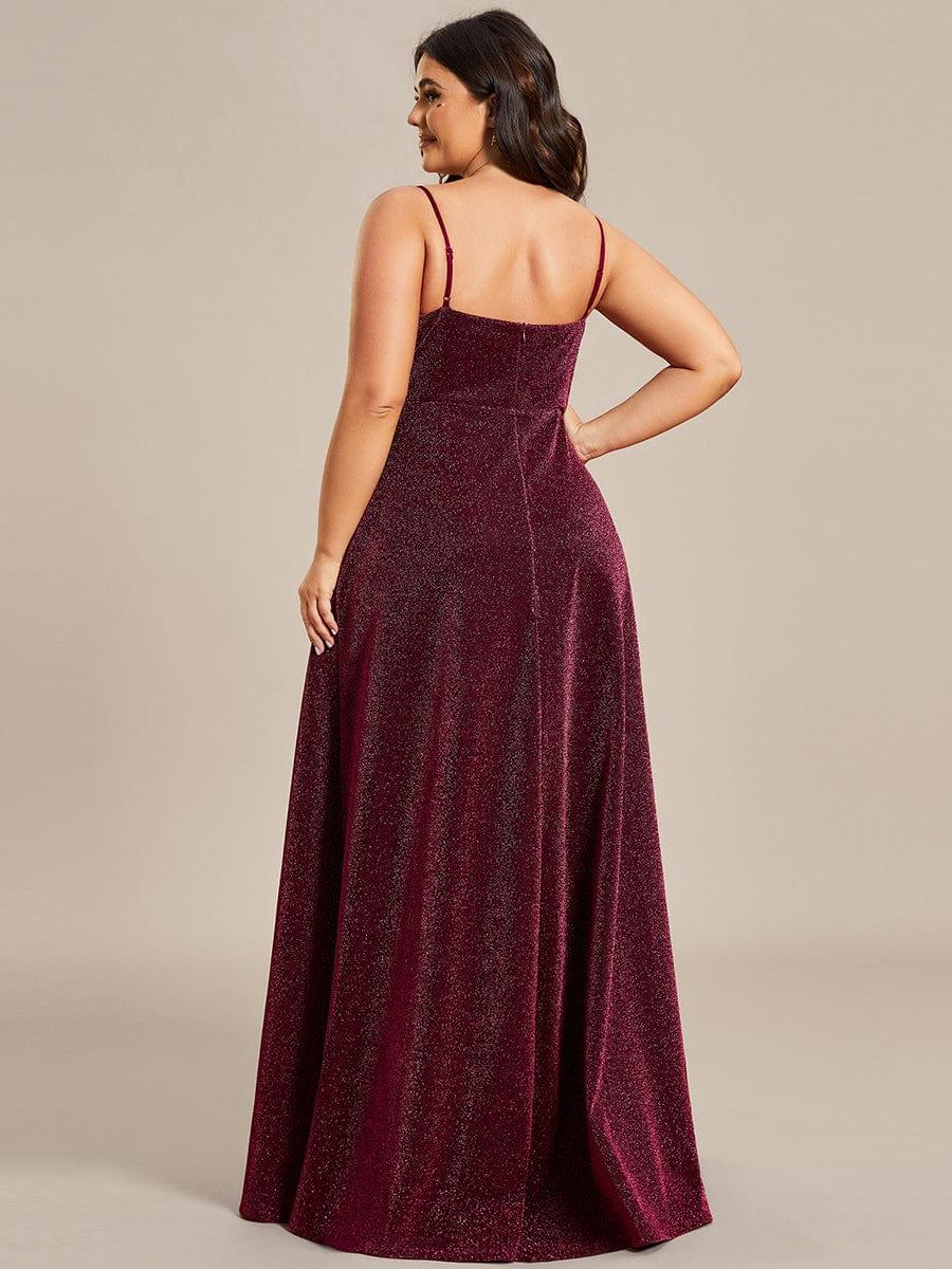 Vintage V-neck Spaghetti Straps Glitter Maxi Evening Dress(Final Sale) - Image 39