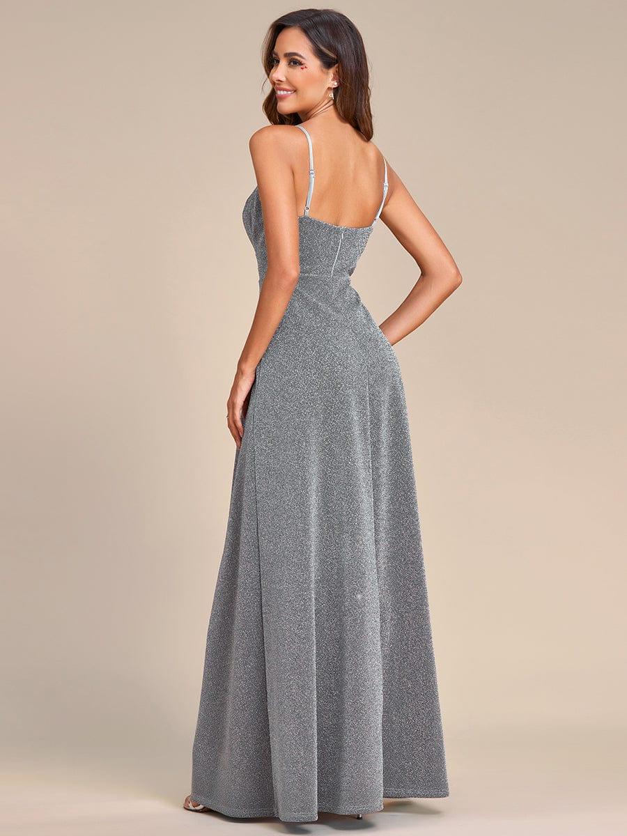 Vintage V-neck Spaghetti Straps Glitter Maxi Evening Dress(Final Sale) - Image 52