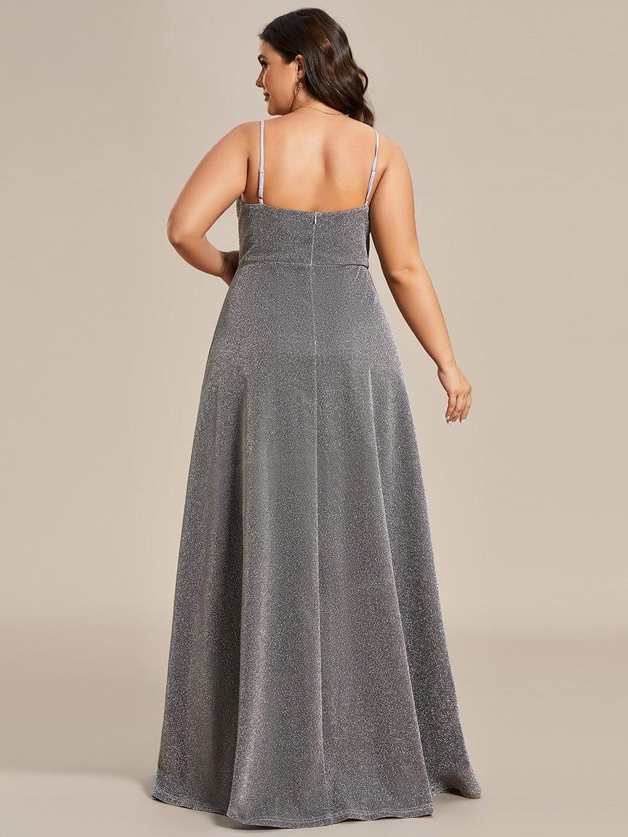 Vintage V-neck Spaghetti Straps Glitter Maxi Evening Dress(Final Sale) - Image 57