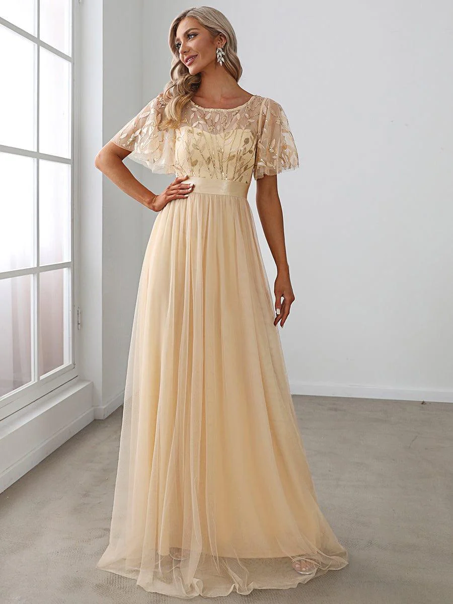 ever SAPHIR|Women's A-Line Short Sleeve Embroidery Floor Length Wedding Guest Dresses - Image 10