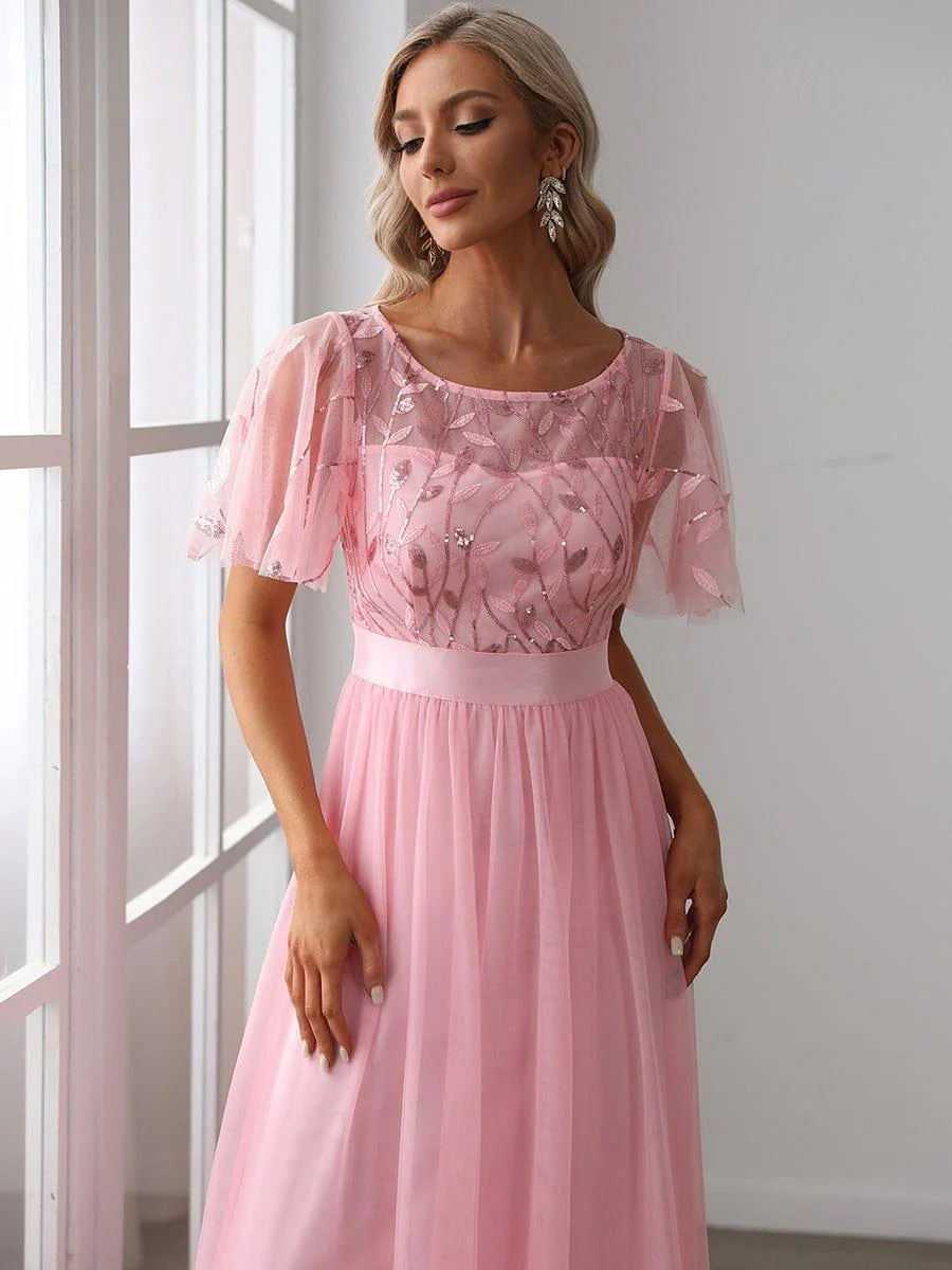 ever SAPHIR|Women's A-Line Short Sleeve Embroidery Floor Length Wedding Guest Dresses - Image 102