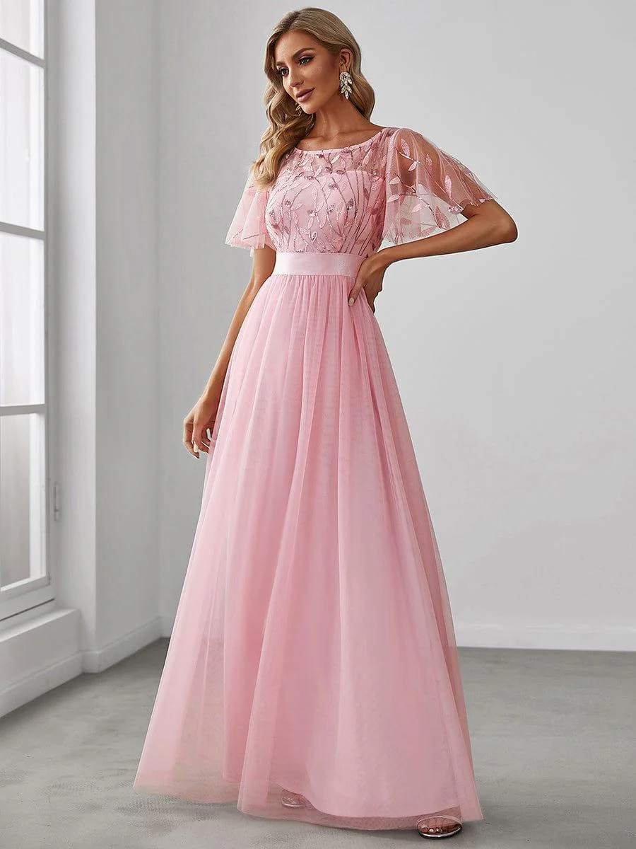 ever SAPHIR|Women's A-Line Short Sleeve Embroidery Floor Length Wedding Guest Dresses - Image 103