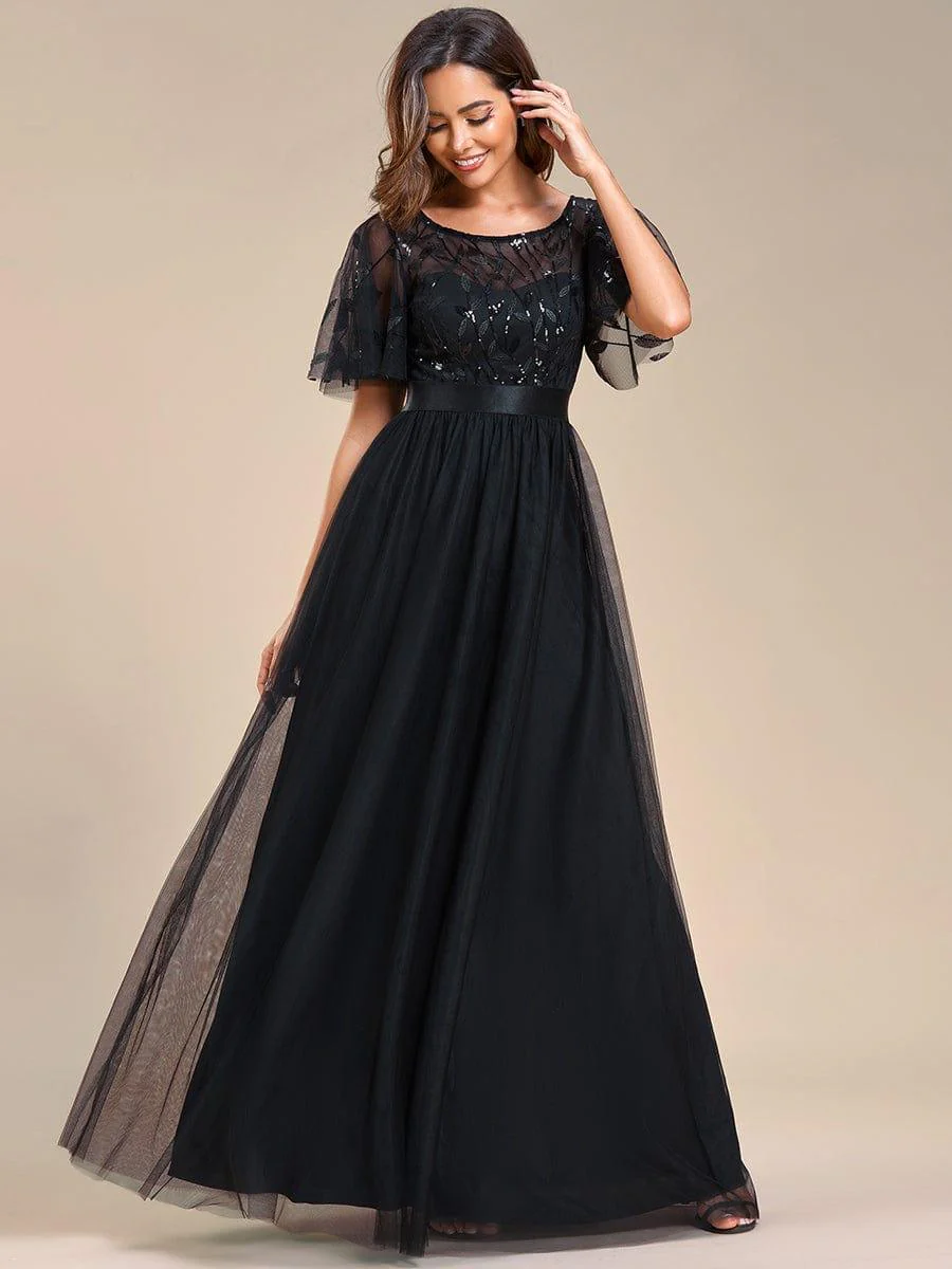 ever SAPHIR|Women's A-Line Short Sleeve Embroidery Floor Length Wedding Guest Dresses - Image 106