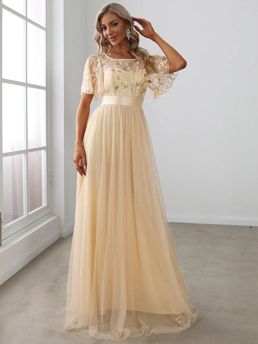 ever SAPHIR|Women's A-Line Short Sleeve Embroidery Floor Length Wedding Guest Dresses - Image 11
