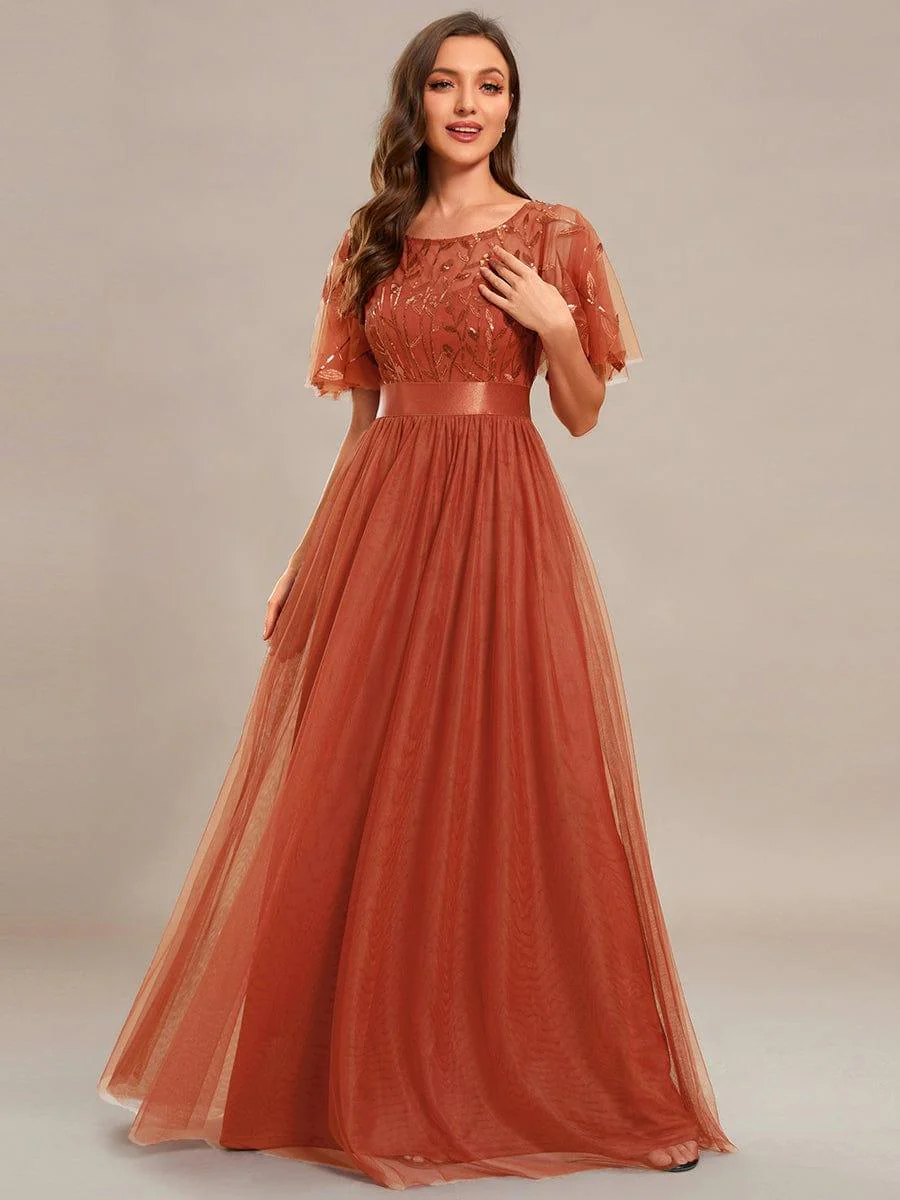 ever SAPHIR|Women's A-Line Short Sleeve Embroidery Floor Length Wedding Guest Dresses - Image 116