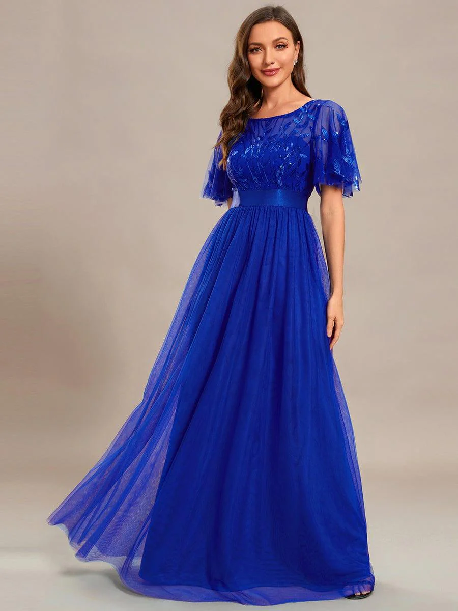 ever SAPHIR|Women's A-Line Short Sleeve Embroidery Floor Length Wedding Guest Dresses - Image 123