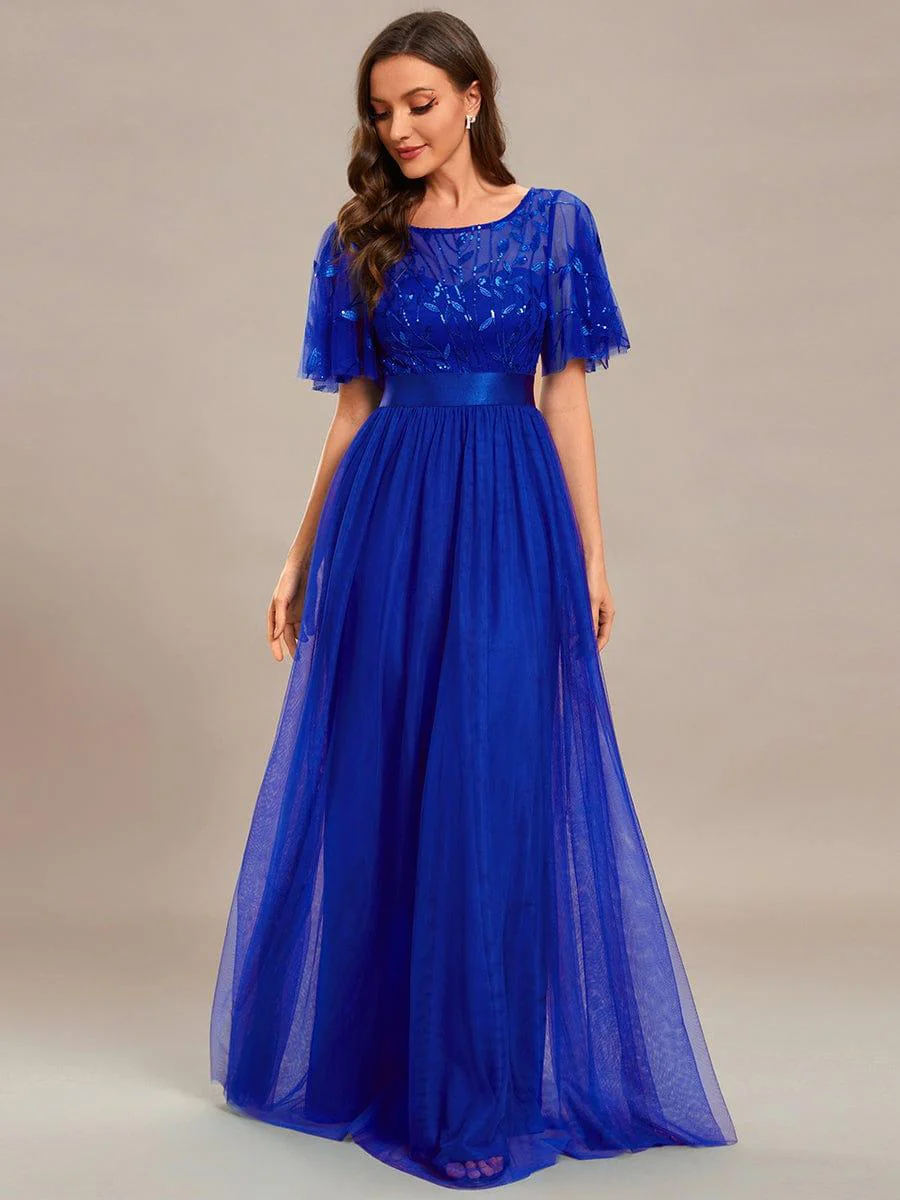 ever SAPHIR|Women's A-Line Short Sleeve Embroidery Floor Length Wedding Guest Dresses - Image 126