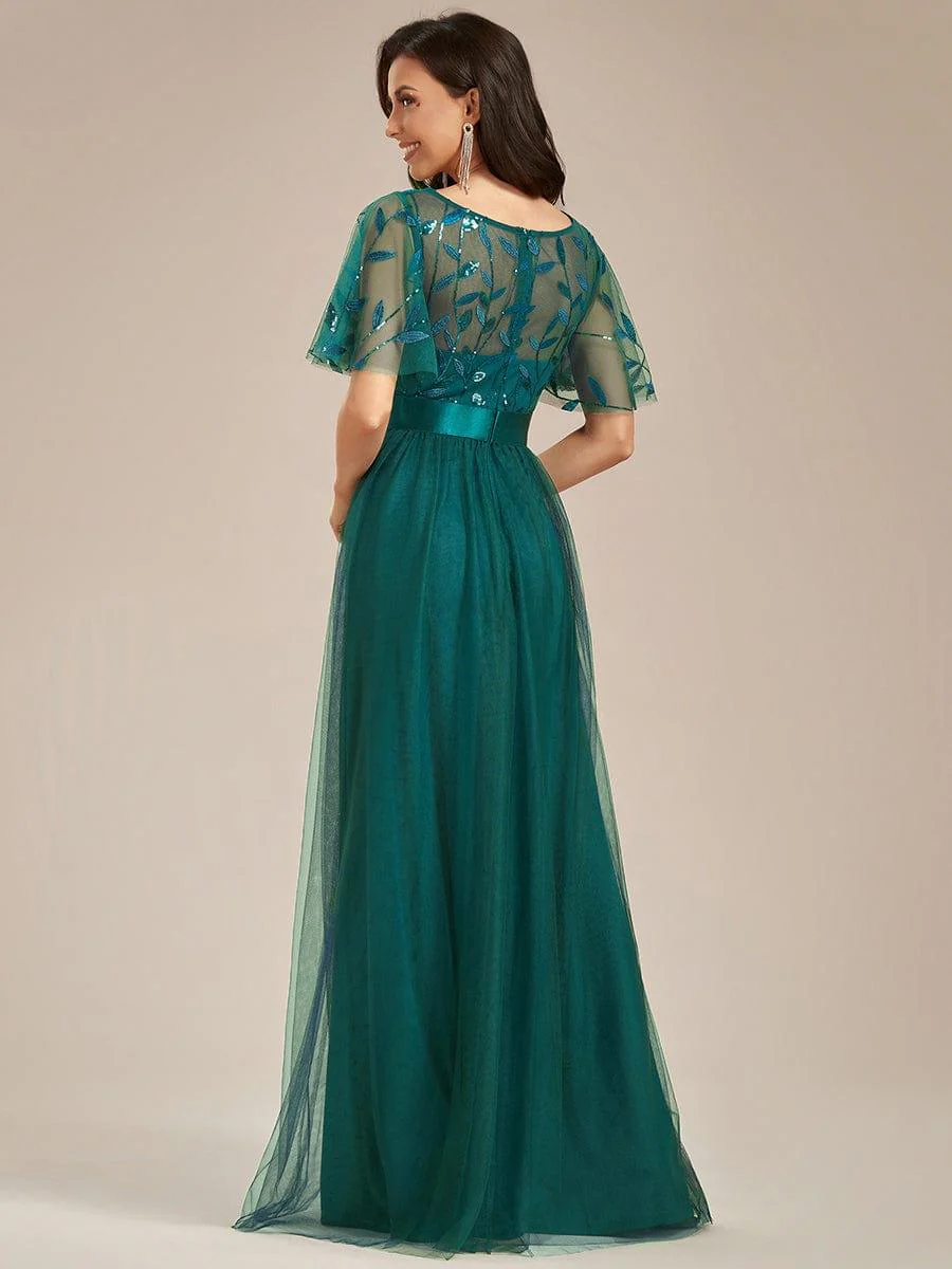 ever SAPHIR|Women's A-Line Short Sleeve Embroidery Floor Length Wedding Guest Dresses - Image 133