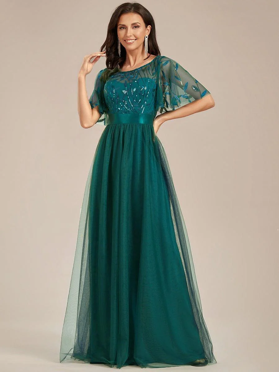 ever SAPHIR|Women's A-Line Short Sleeve Embroidery Floor Length Wedding Guest Dresses - Image 136