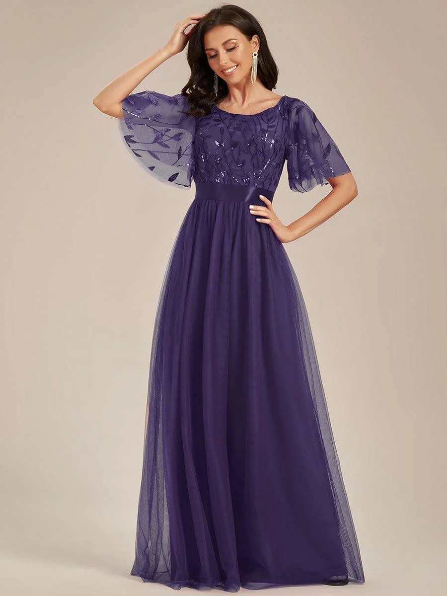 ever SAPHIR|Women's A-Line Short Sleeve Embroidery Floor Length Wedding Guest Dresses - Image 140