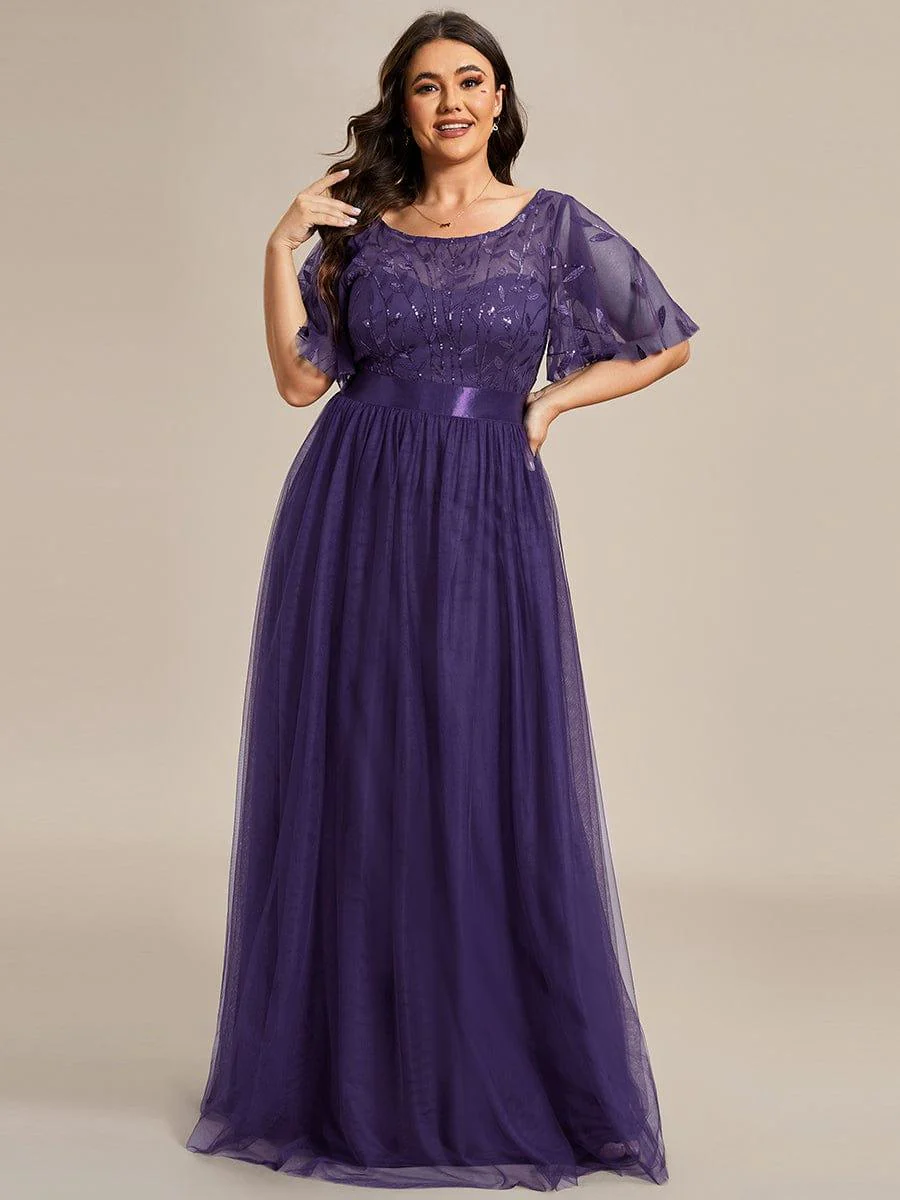ever SAPHIR|Women's A-Line Short Sleeve Embroidery Floor Length Wedding Guest Dresses - Image 149