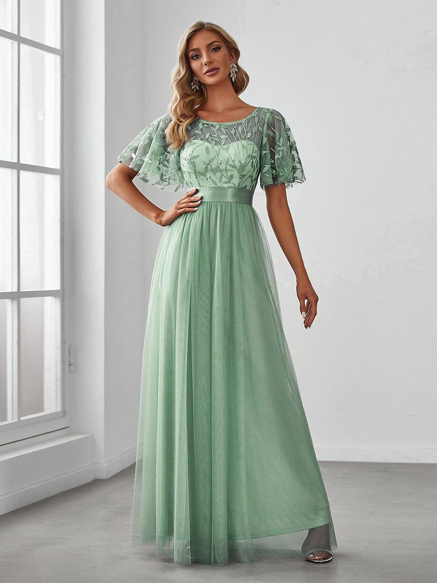 ever SAPHIR|Women's A-Line Short Sleeve Embroidery Floor Length Wedding Guest Dresses - Image 150