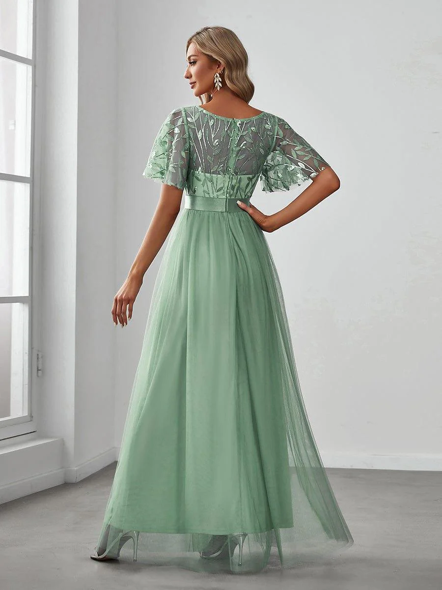 ever SAPHIR|Women's A-Line Short Sleeve Embroidery Floor Length Wedding Guest Dresses - Image 151