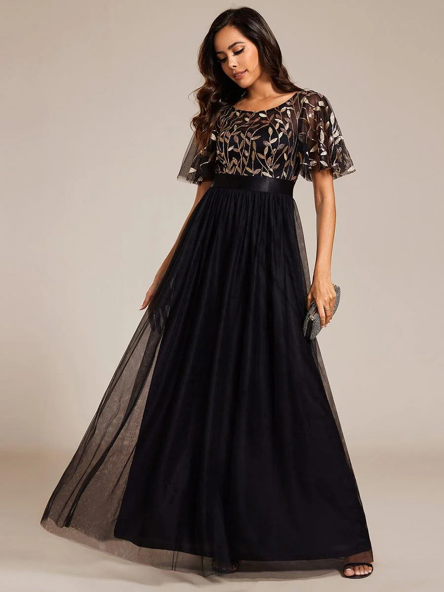 ever SAPHIR|Women's A-Line Short Sleeve Embroidery Floor Length Wedding Guest Dresses - Image 160