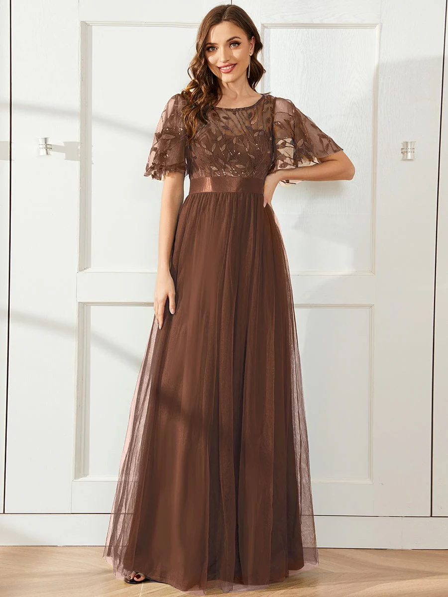 ever SAPHIR|Women's A-Line Short Sleeve Embroidery Floor Length Wedding Guest Dresses - Image 174