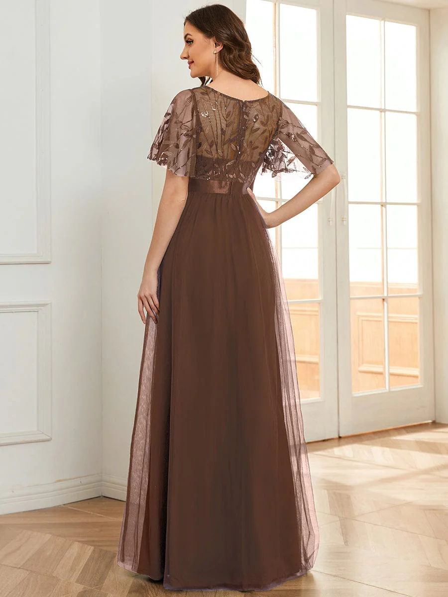 ever SAPHIR|Women's A-Line Short Sleeve Embroidery Floor Length Wedding Guest Dresses - Image 175