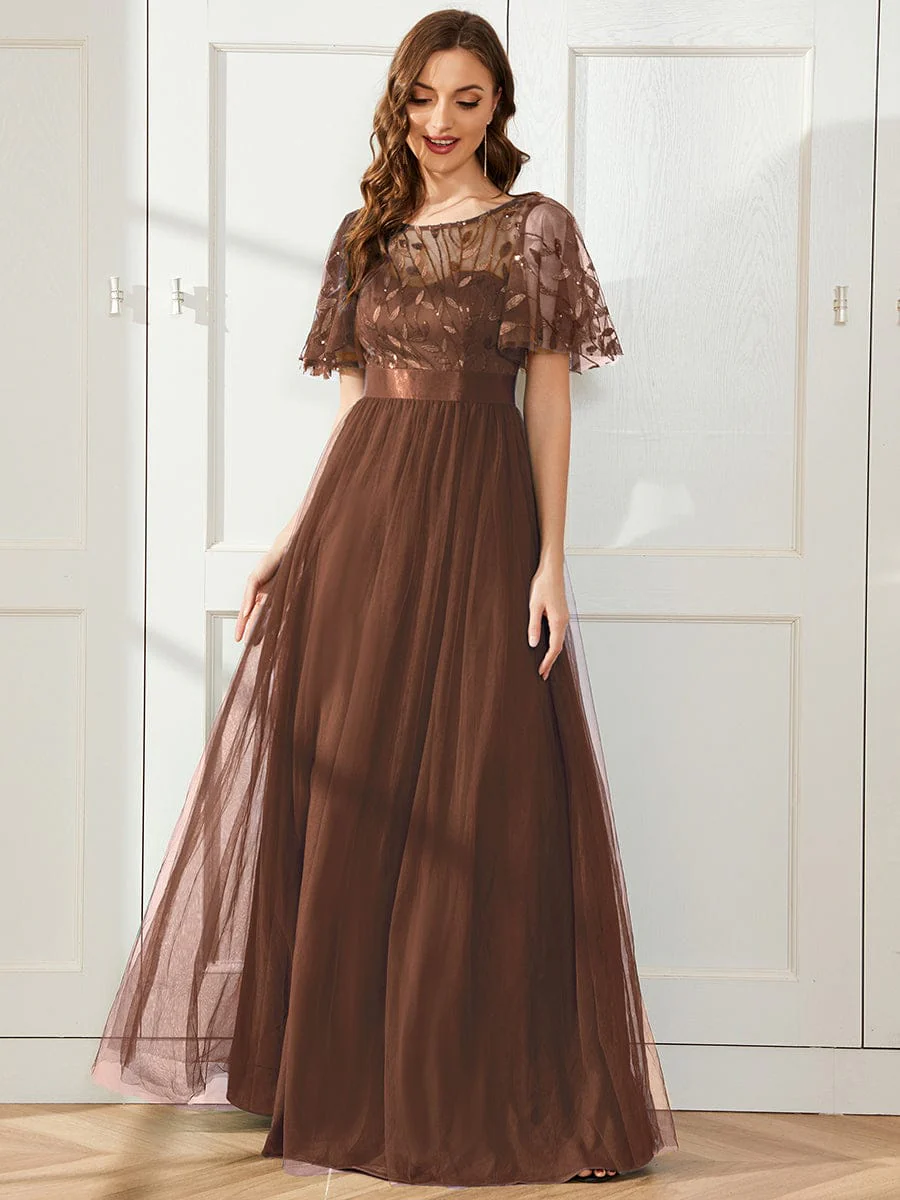 ever SAPHIR|Women's A-Line Short Sleeve Embroidery Floor Length Wedding Guest Dresses - Image 176