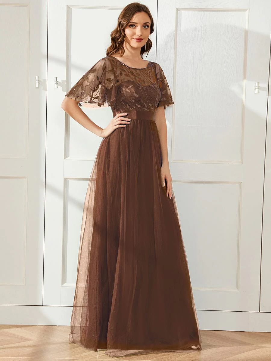 ever SAPHIR|Women's A-Line Short Sleeve Embroidery Floor Length Wedding Guest Dresses - Image 177