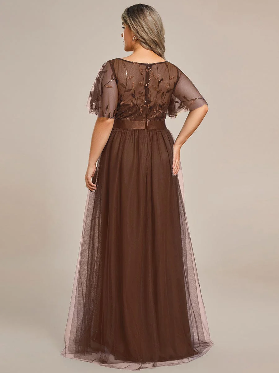 ever SAPHIR|Women's A-Line Short Sleeve Embroidery Floor Length Wedding Guest Dresses - Image 180