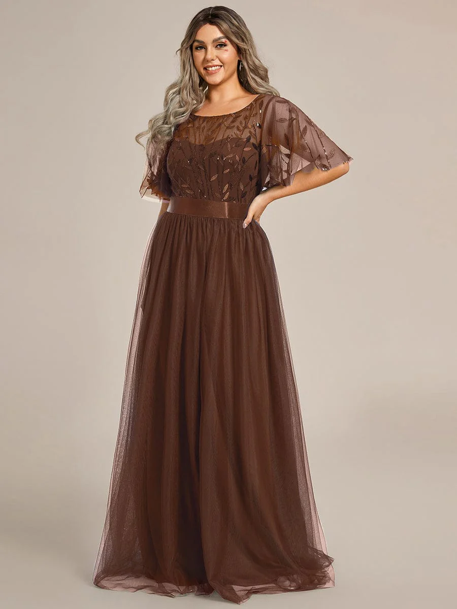 ever SAPHIR|Women's A-Line Short Sleeve Embroidery Floor Length Wedding Guest Dresses - Image 181
