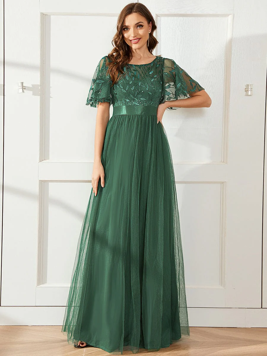 ever SAPHIR|Women's A-Line Short Sleeve Embroidery Floor Length Wedding Guest Dresses - Image 164
