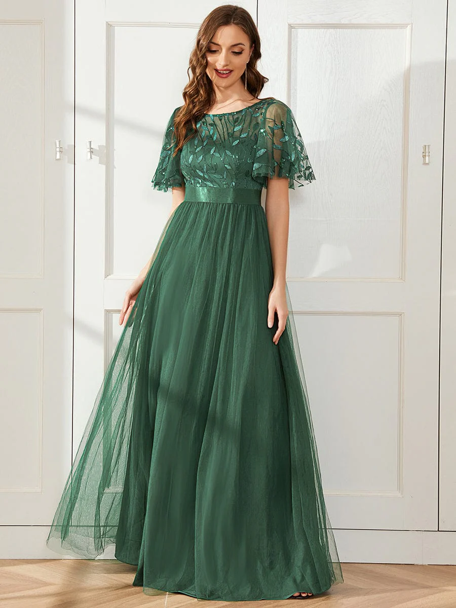 ever SAPHIR|Women's A-Line Short Sleeve Embroidery Floor Length Wedding Guest Dresses - Image 166