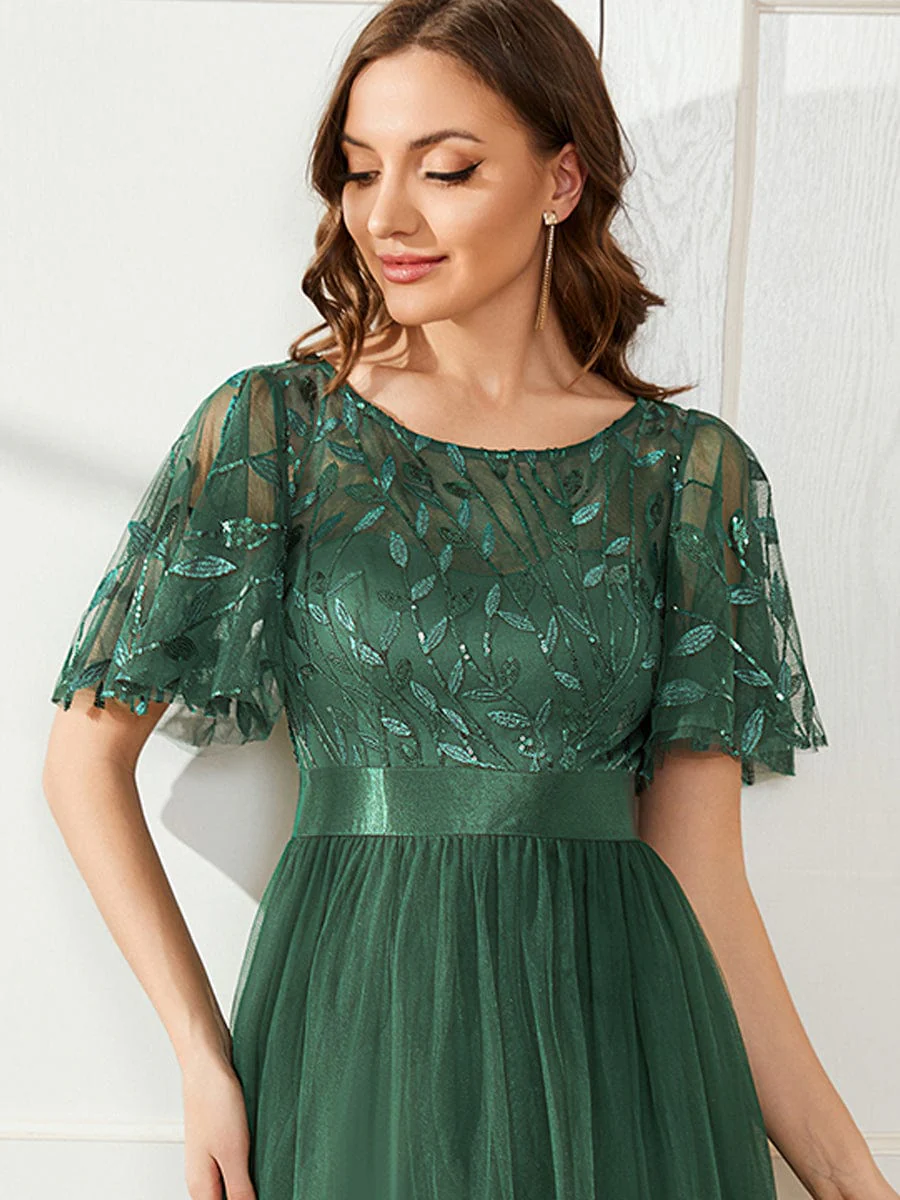 ever SAPHIR|Women's A-Line Short Sleeve Embroidery Floor Length Wedding Guest Dresses - Image 168